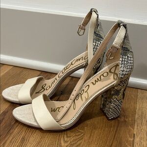Sam Edelman Cream and Snake Print Heels